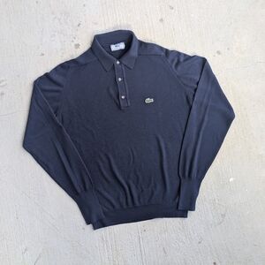 Vintage 70s Lacoste Navy Blue Polo Sweater